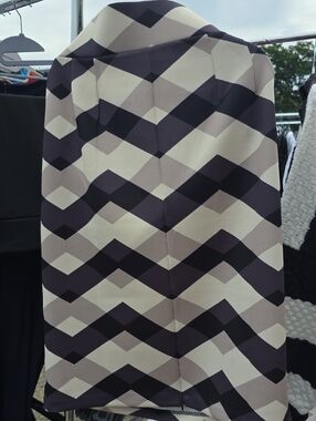 Eloquii Chevron Midi Pencil Skirt in Black & Cream